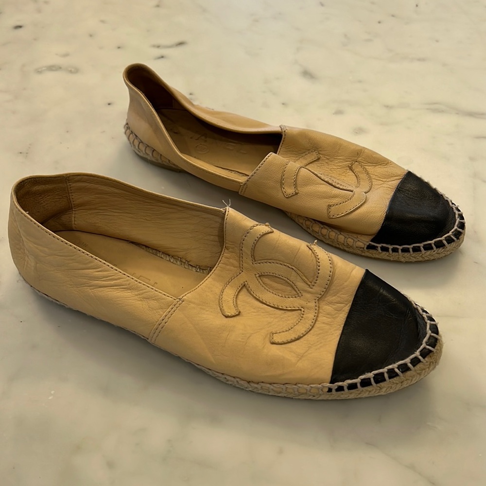 Chanel Espadrille Flats Beige Size 38 - Picture 4 of 9